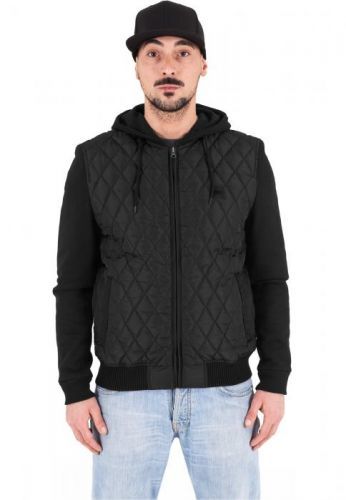 Hooded Diamond Quilt Nylon Jacket blk/blk - L