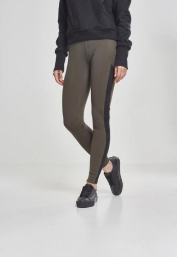 Ladies Jacquard Camo Striped Leggings darkolive/blackcamo - L