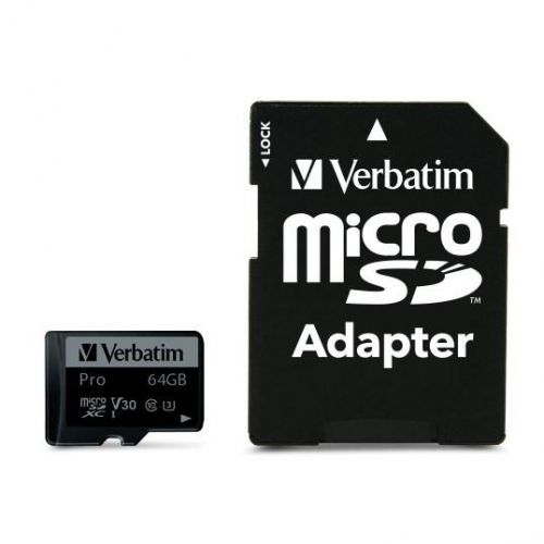Pamäťová karta Verbatim Pro microSdxc 64GB UHS-I V30 U3 + adaptér...