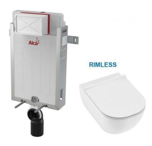 /SET/ALCAPLAST - SET Renovmodul - předstěnový instalační systém bez tlačítka + JIKA Mio WC, Rimless + Mio WC sedátko SLIM (AM115/1000 X IO1)