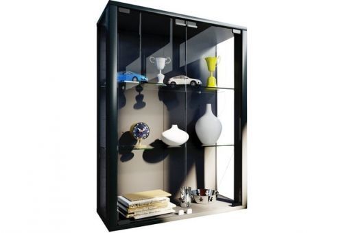 Nástenná vitrína Udine s LED osvetlením, čierna