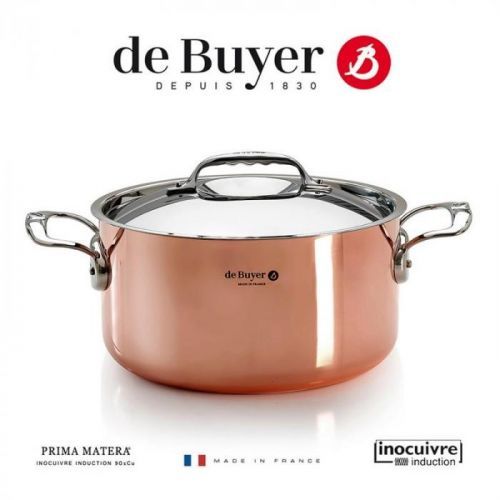 Hrniec s pokrievkou de Buyer Prima Matera 6242.28... Měděný hrnec, nerezová poklice, objem 8 l.
