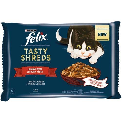 FELIX kapsa TASTY SHREDS 4 x 80g - LOSOS/tuniak v šťáve
