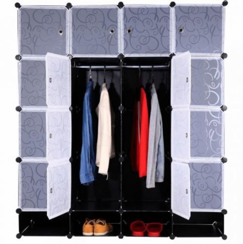 Šatní organizér, bílá / černá, RODAN TYP 2