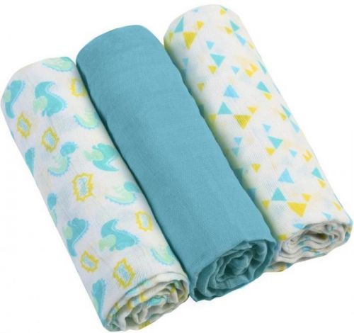 BABYONO PLIENKY MUSELINOVE - SUPER SOFT 3KS - MODRE