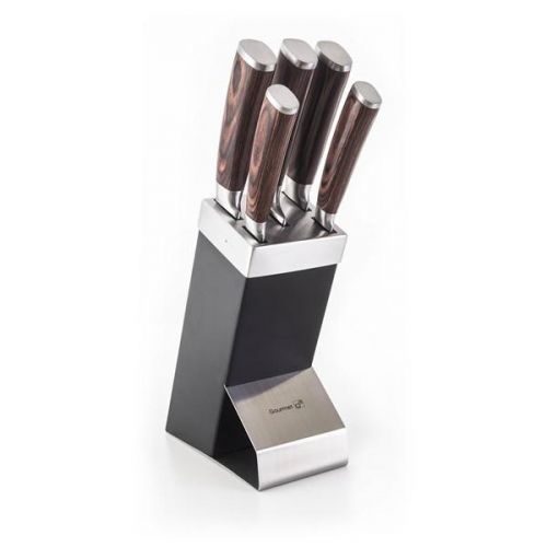 Sada kuchynských nožov G21 Gourmet Dynamic ocel... Sada 5 ks vysoce kuchyňských nožů z kvalitní oceli 5CR15 je uložena v designovém stojanu v černo-st