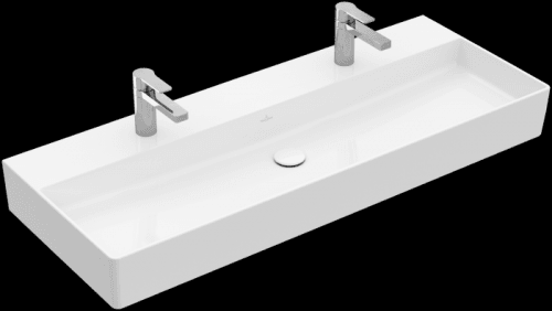 Villeroy & Boch MEMENTO 2.0 : umývadlo 1200x470mm pre 2x1-otvorovú batériu, biela Alpin, 4A22C401
