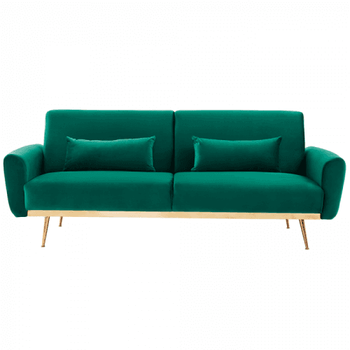 Rozkládací pohovka, smaragdová Velvet látka, FASTA