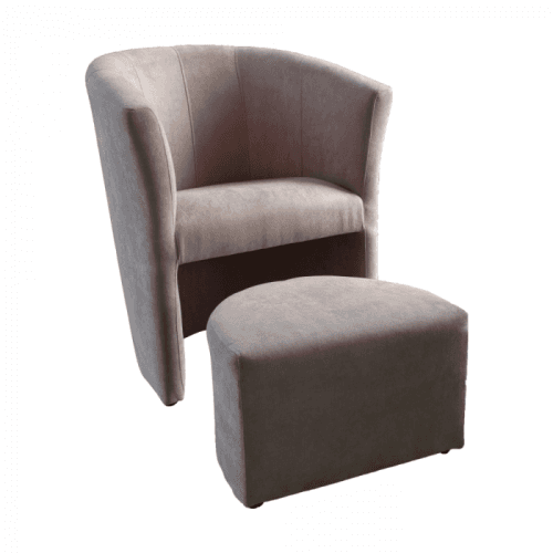 Křeslo s taburetem, pudrová růžová, ROSE