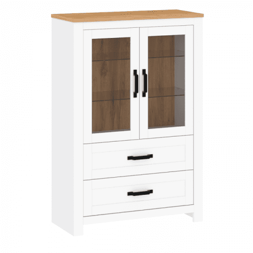 Vitrína K LANZETTE bílá alba / dub craft zlatý Tempo Kondela
