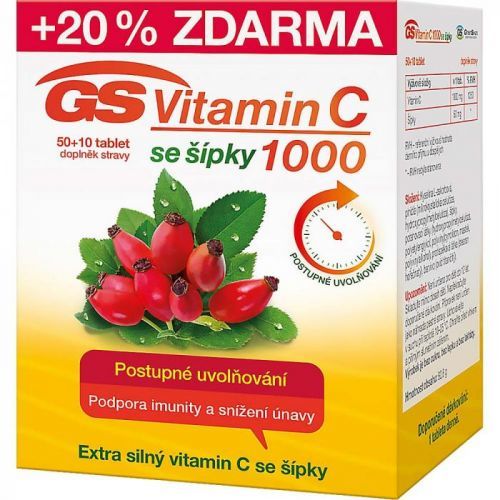 GS Vitamín C 1000 so šípkami 50+10 kapsúl ZDARMA