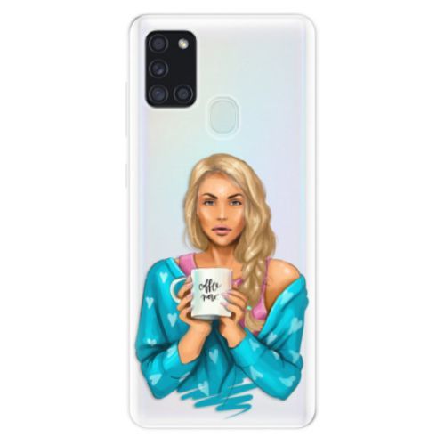 Odolné silikónové puzdro iSaprio - Coffe Now - Blond - Samsung Galaxy A21s