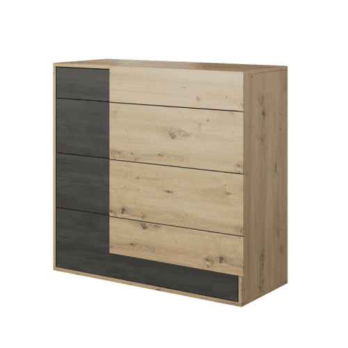 Komoda 4S BAFRA dub artisan / černá borovice norská Tempo Kondela