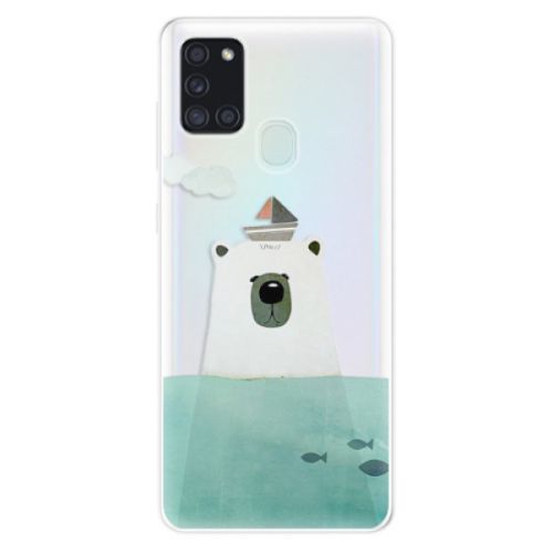 Odolné silikónové puzdro iSaprio - Bear With Boat - Samsung Galaxy A21s