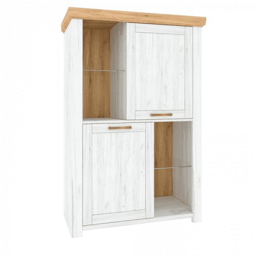 Vitrína C SUDBURY dub craft zlatý / dub craft bílý Tempo Kondela