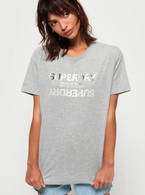 Šedé dámske tričko s potlačou Superdry