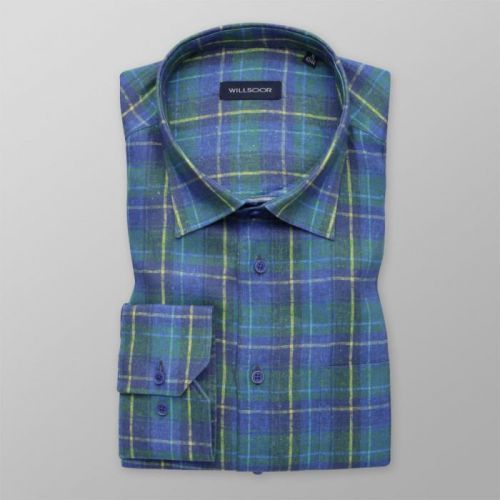 Pánska košeľa klasická s modrým a zeleným vzorom 12007