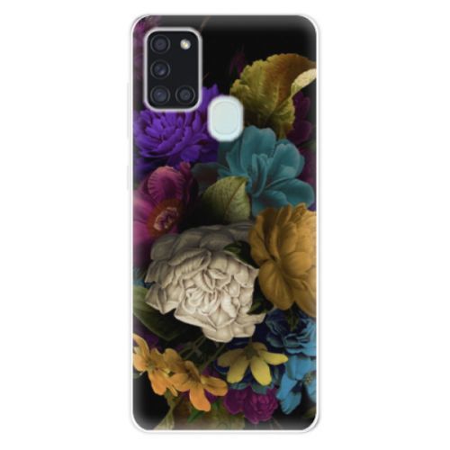 Odolné silikónové puzdro iSaprio - Dark Flowers - Samsung Galaxy A21s