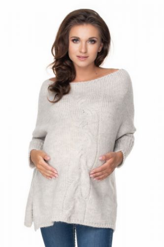 Tehotenský oversize sveter 30075 - svetlosivý - Uni