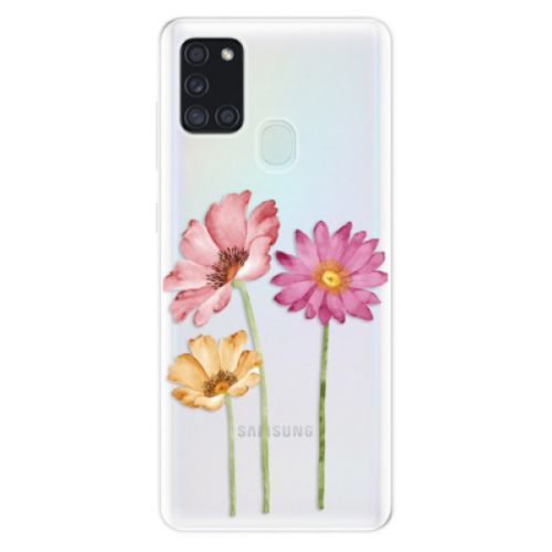 Odolné silikónové puzdro iSaprio - Three Flowers - Samsung Galaxy A21s