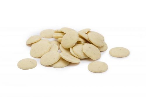ČOKOLÁDOVÉ ŠOŠOVKY BIELA ​​ČOKOLÁDA S KÚSKAMI VANILKY BIO, 100g
