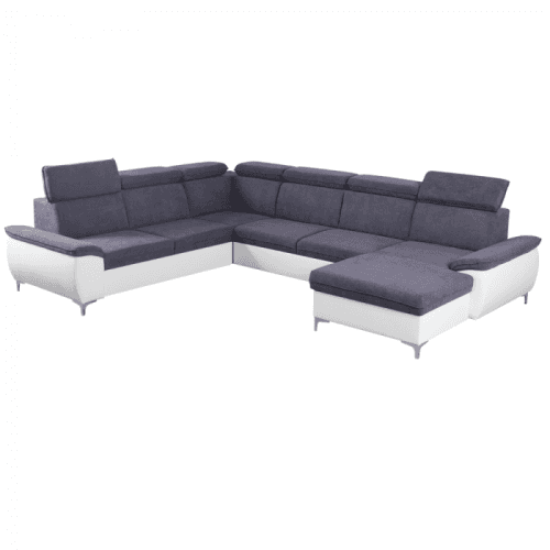 Sedací souprava, šedá/bílá, pravá, MARELIA