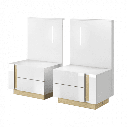 Noční stolky 2ks CITY bílý lesk / dub grandson Tempo Kondela