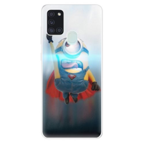 Odolné silikónové puzdro iSaprio - Mimons Superman 02 - Samsung Galaxy A21s