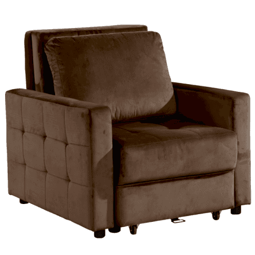 Rozkládací křeslo, čokoládová Velvet látka, PECHRO