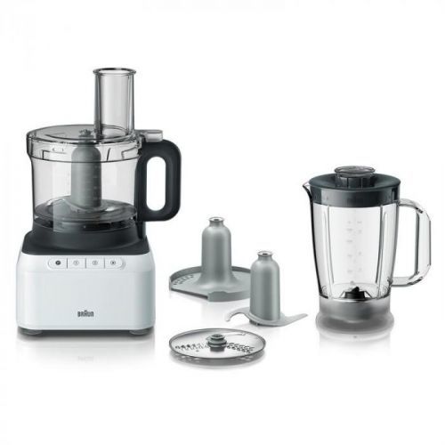 Kuchynský robot Braun PurEase FP 3131.WH sivý/biely... Food procesor, výkon 800 W, 2 rychlosti a funkce puls.