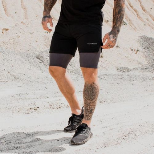 GymBeam Pánske Šortky 2in1 Black Grey  S