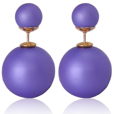 Náušnice Double Bead - Fialová tmavá KP785