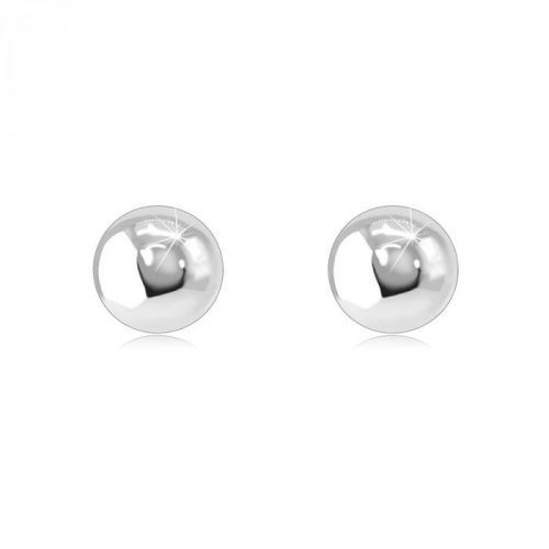 Náušnice z bieleho 9K zlata - lesklé hladké guličky, puzetky, 3 mm