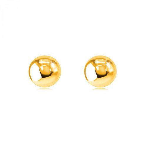 Puzetové náušnice v žltom 9K zlate - lesklé hladké guličky, 5 mm