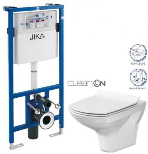 JIKA - předstěnový instalační systém bez tlačítka + WC CERSANIT CLEANON CARINA + SEDÁTKO (H895652 X CA3)