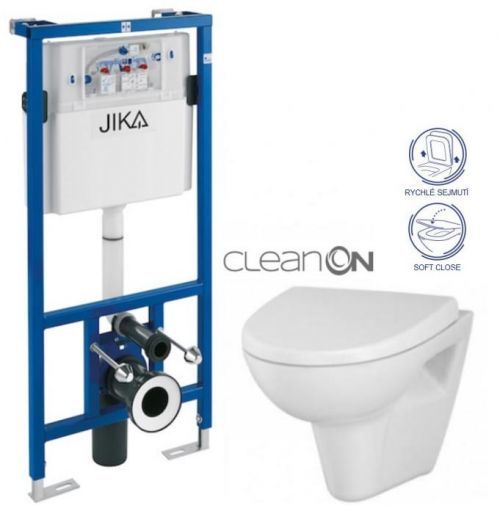 JIKA - předstěnový instalační systém bez tlačítka + WC CERSANIT CLEANON PARVA + SEDÁTKO (H895652 X PA1)
