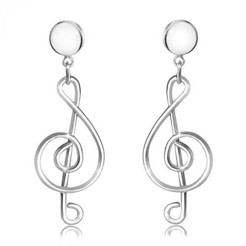 Puzetové strieborné 925 náušnice - hudobný motív, husľový kľúč