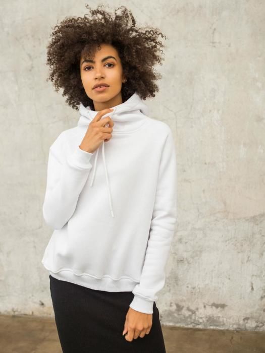 Dámska biela mikina s kapucňou - S
