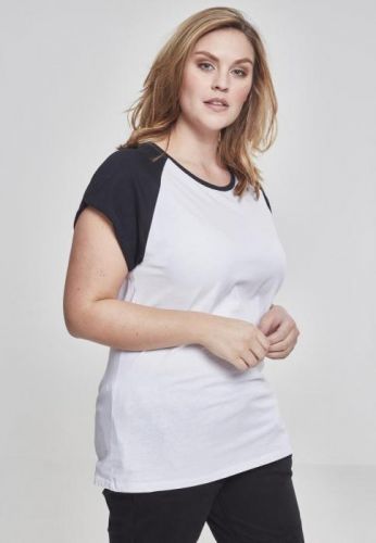 Urban Classics Ladies Contrast Raglan Tee white/black - 3XL