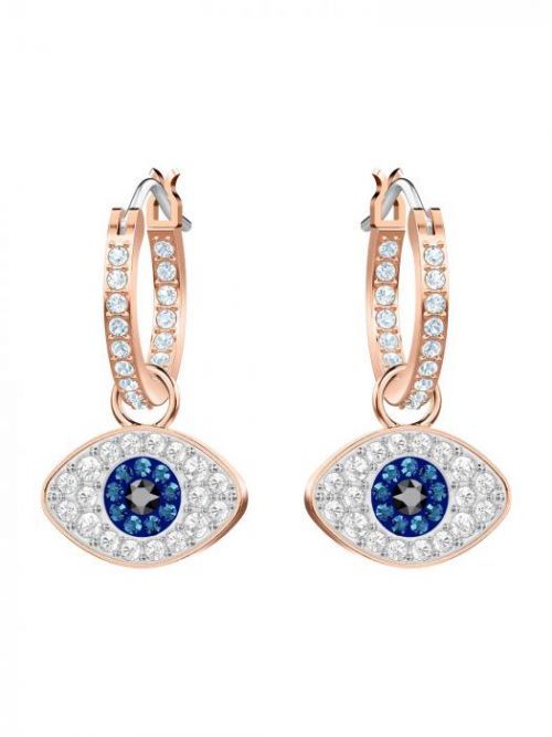 Swarovski Náušnice 'Duo Evil Eye'  čierna / ružové zlato / biela / modrá