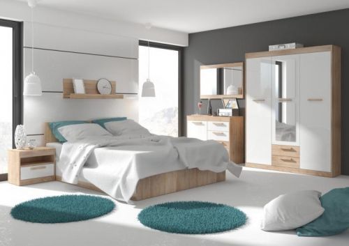 MEBLOCROSS Maximus spálňa sonoma svetlá / biely lesk