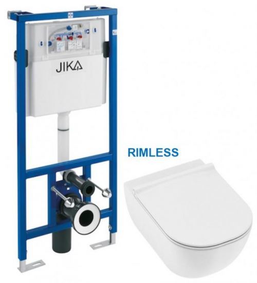 JIKA - předstěnový instalační systém bez tlačítka + WC JIKA MIO + SEDÁTKO SLIM (H895652 X IO1)