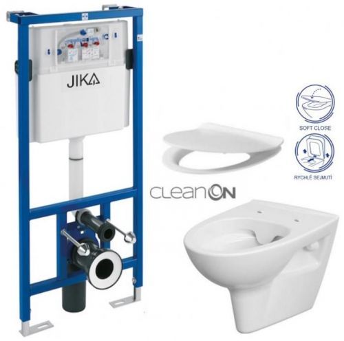 JIKA - předstěnový instalační systém bez tlačítka + WC CERSANIT CLEANON PARVA + SEDÁTKO (H895652 X PA2)